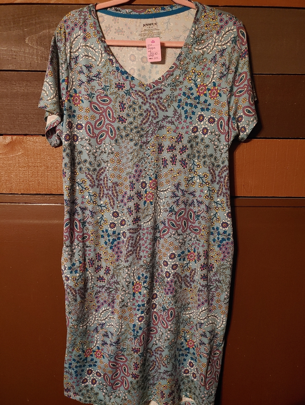 NWOT Joyspun Large (12-14) Beautiful Teal Floral Nightshirt